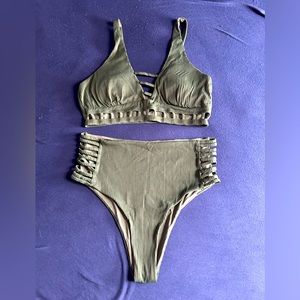 Two piece green high waist bikini set size L
